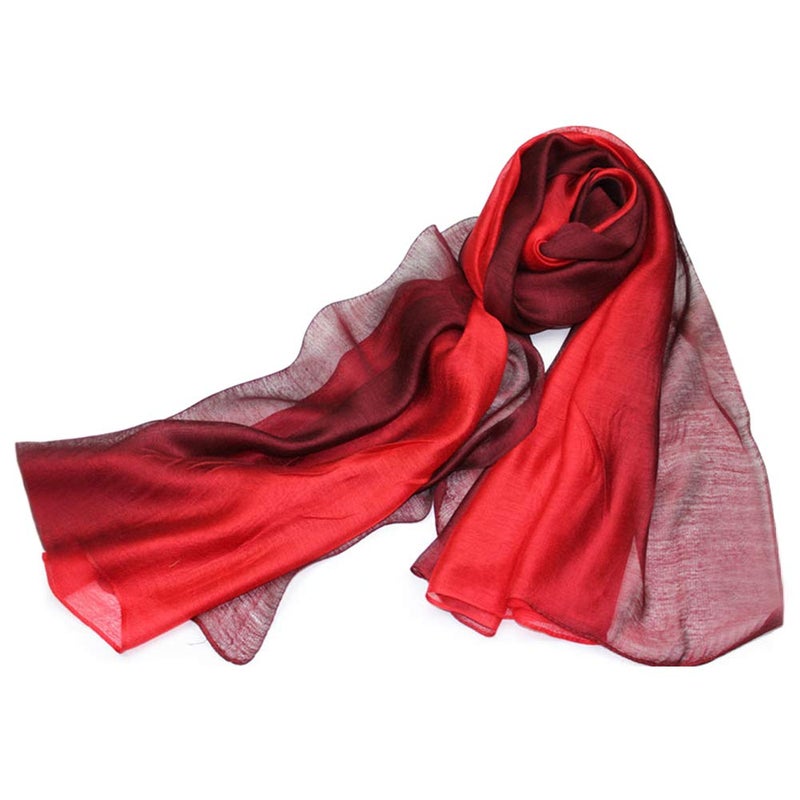SNUG STAR Cotton Silk Scarf Elegant Soft Wraps Color Shade Scarves for Women (Red) - Image 1